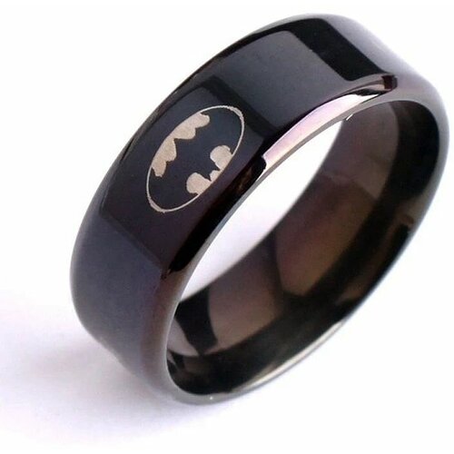 фото Кольцо нержавеющая сталь, размер 21, черный batman