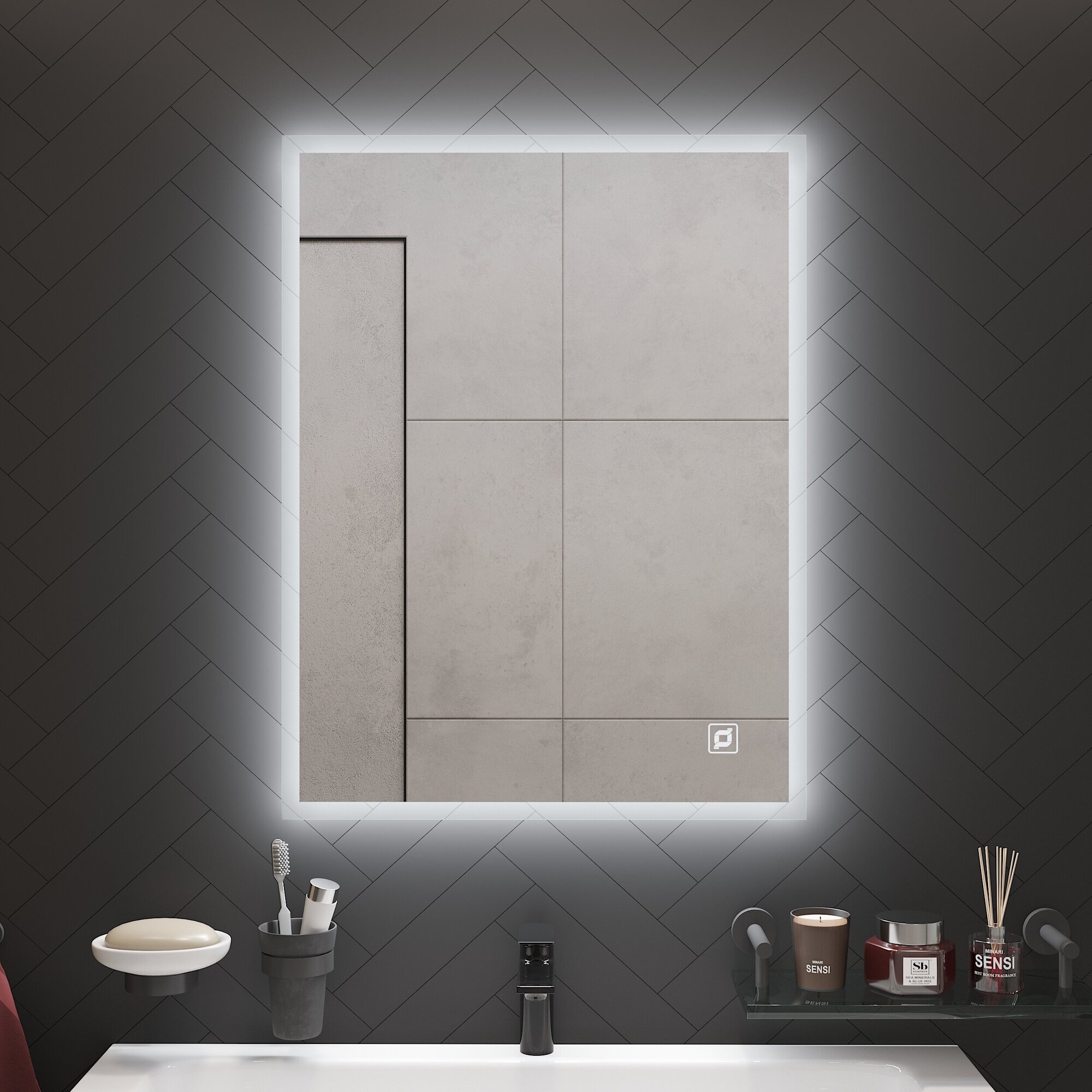 Зеркало для ванной с подсветкой стило 80 х 70 см сенсор с диммером - фотография № 2