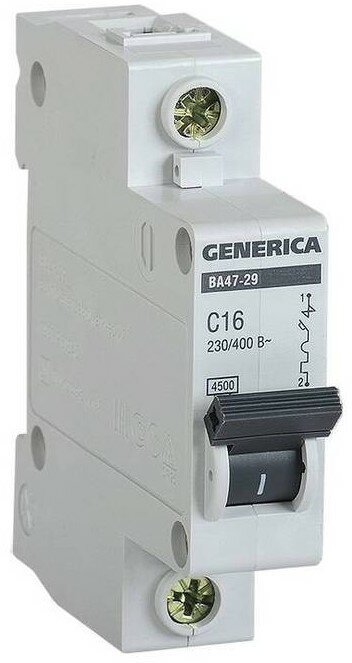 Автоматический выключатель Generica ВА 47-29 (C) 4,5kA 16 А