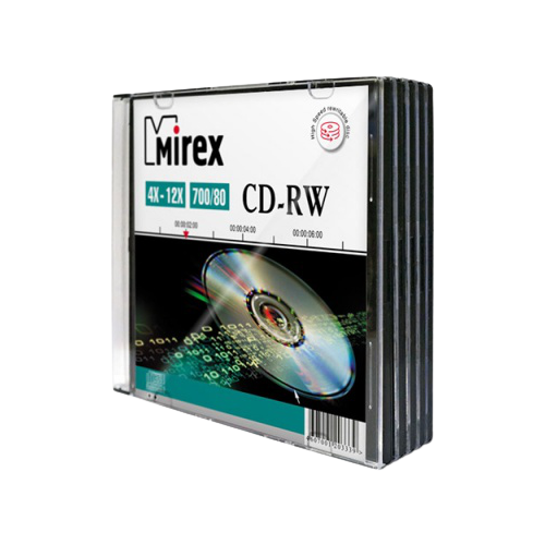 диски mirex cd rw case box 25 шт 700мб 4х 12x ul121002a8m Диски Mirex CD-RW Slime Case (5 шт.) 700Мб 4х-12x (UL121002A8F)