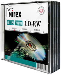 Диск CD-RW Mirex 4X-12X 5 шт. slim case