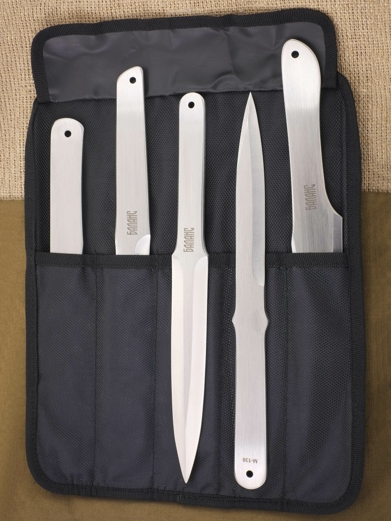 Набор разных ножей спортивных 5 шт Ножемир Баланс M-5000L в чехле свертке