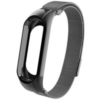 Ремешок металлический на магнитной застежке для Xiaomi Mi Band 3/4 черный