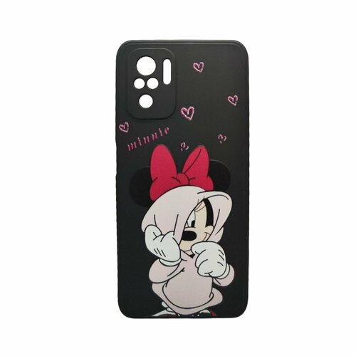 Чехол силиконовый с защитой камеры Poco M5S Minnie (черный)