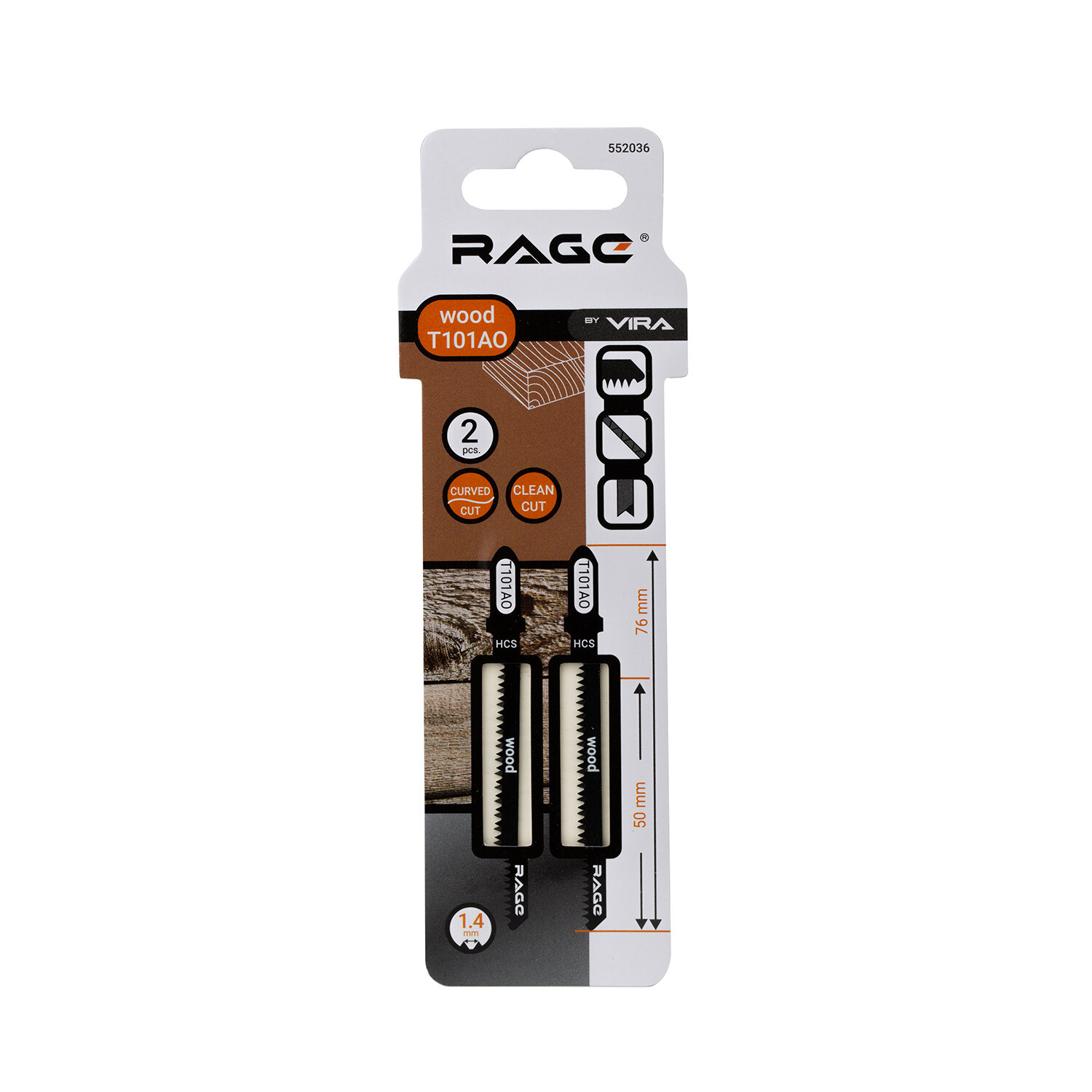 Пилки для лобзика Rage by Vira T101AO (552036) по дереву L50 мм криволинейный рез (2 шт.)
