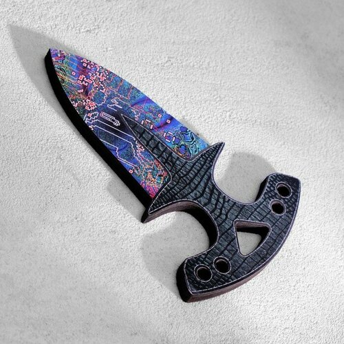 фото Деревянное детское оружие дарим красиво сувенир деревянный "тычковый нож", малый, фиолетовый с узорами
