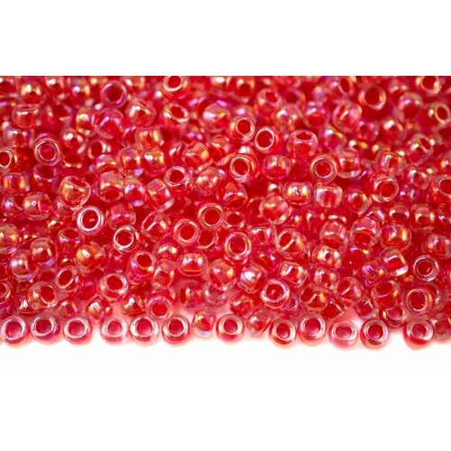 Бисер японский TOHO круглый 8/0 #1845 хрусталь/роза радужный, окрашенный изнутри, 10 грамм