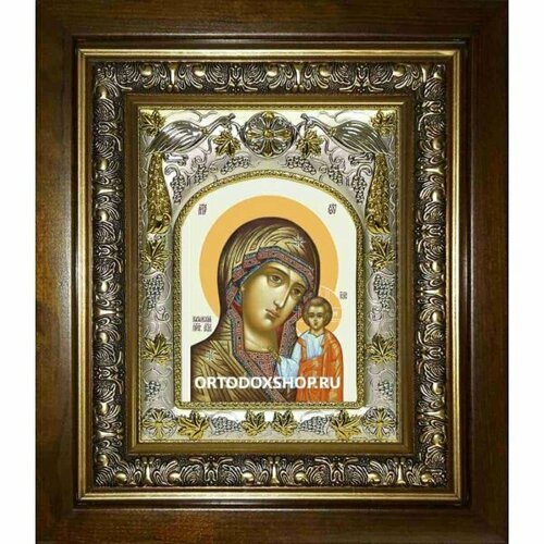 Икона Божья Матерь Казанская, 14x18 см, в деревянном киоте 20х24 см, арт вк-3025