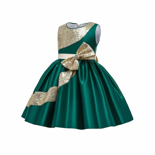 фото Платье-пачка нарядное, размер 130, золотой, зеленый perfect