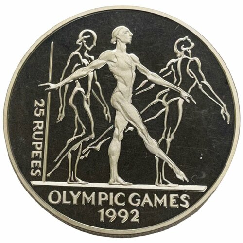 Сейшельские острова 25 рупий 1993 г. (XXV летние Олимпийские Игры, Барселона 1992) (Proof) клуб нумизмат монета 25 рупий сейшел 1993 года серебро футбол 94