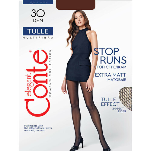 Колготки Conte TULLE, 30 den, размер 3/M, коричневый