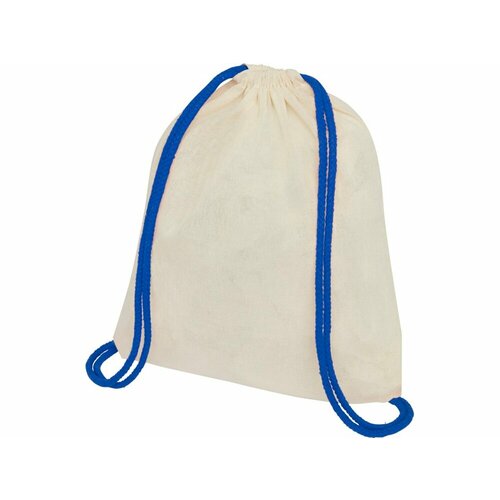 Рюкзак со шнурком Oregon, имеет цветные веревки, изготовлен из хлопка 100 г/м², бежевый/синий