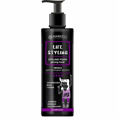 Markell Пенка для укладки волос LIFESTYLING супер сильная фиксация 195 мл