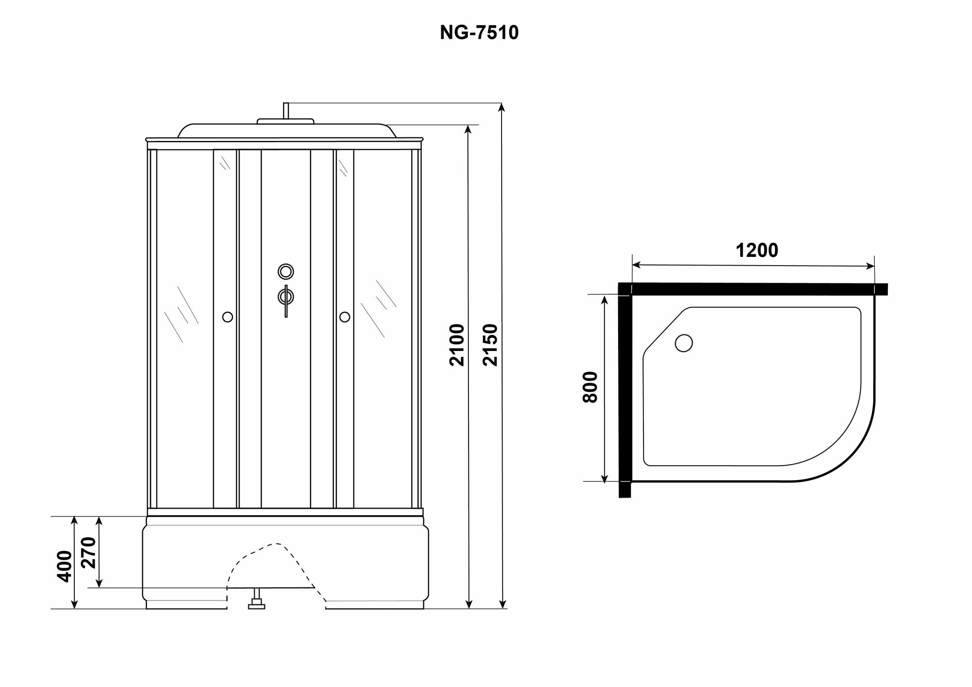 Душевая кабина Niagara Eco 120x80 E120/80/40L/TN стекло тонированное, профиль хром