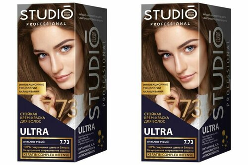 Studio Professional Essem Hair Краска для волос 7.73 Янтарно-русый для седых волос 115 мл, 2 шт