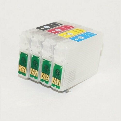 Картриджи ДЗК Epson S22, SX120, SX125, SX130, SX230, SX235W, SX420W, SX425, SX430, SX435, SX438, SX445, BX305F, T1281-T1284 комплект 4 шт с авточипами