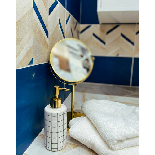 Зеркало настольное двустороннее Ø17 см цвет золотой