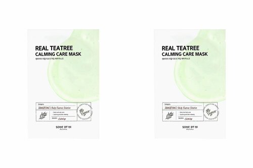 Some By Mi Тканевая маска с экстрактом чайного дерева, Some By Mi Real Teatree Calming Care Mask, 20 г, 2 шт