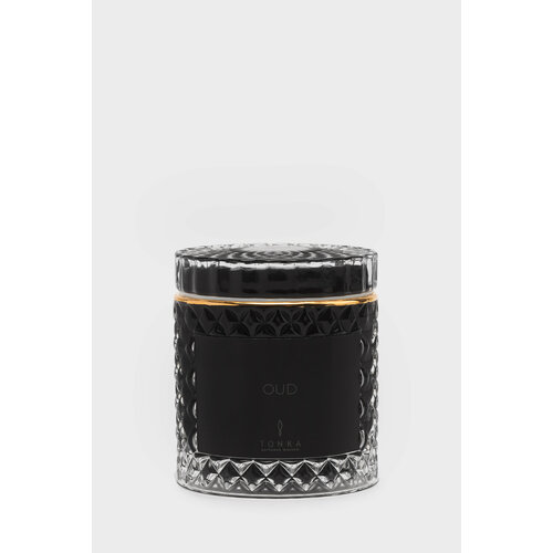 Свеча TONKA perfumes т00000343, аромат уд, стакан черный с золотом 220 мл интерьер цвет бесцветный