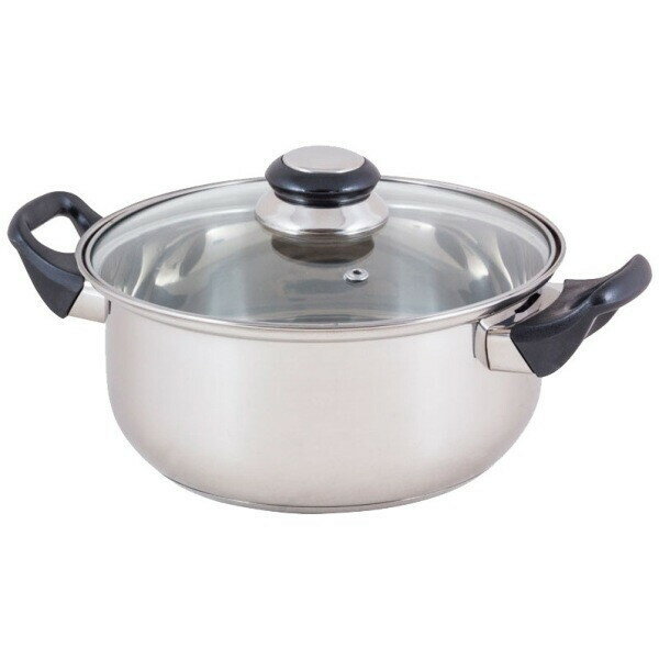Кастрюля из нержавеющей стали «Cook» 18л со стеклянной крышкой 20*8см