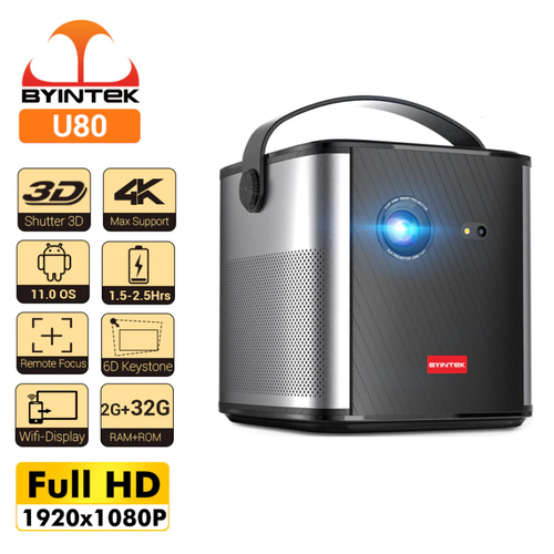 Проектор Byintek U80 1080p 3-DLP 3D Android 15 Ач 5269000₽