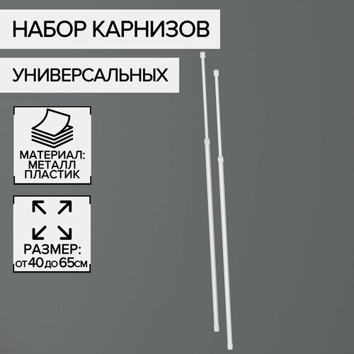 фото Набор карнизов универсальных 40-65 см, 2 шт, цвет белый skyphos