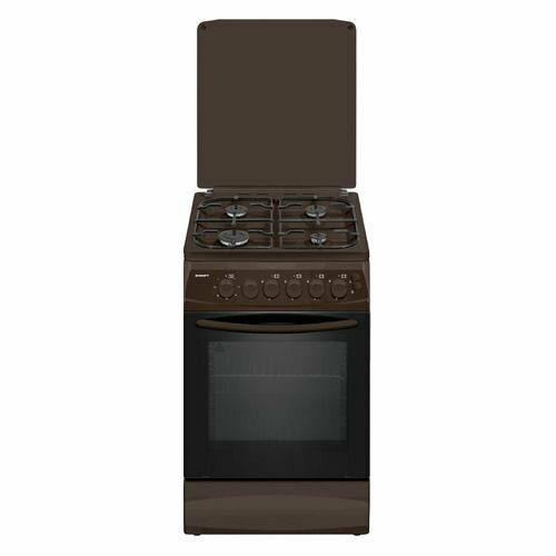 Газовая плита KRAFT KF-FSK6405AEBRI электрическая духовка металлическая крышка чугун коричневый и черный 2742100₽