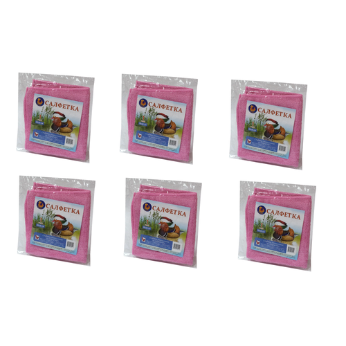 Альпак Салфетка из микрофибры мандаринка 30х30, 6 уп