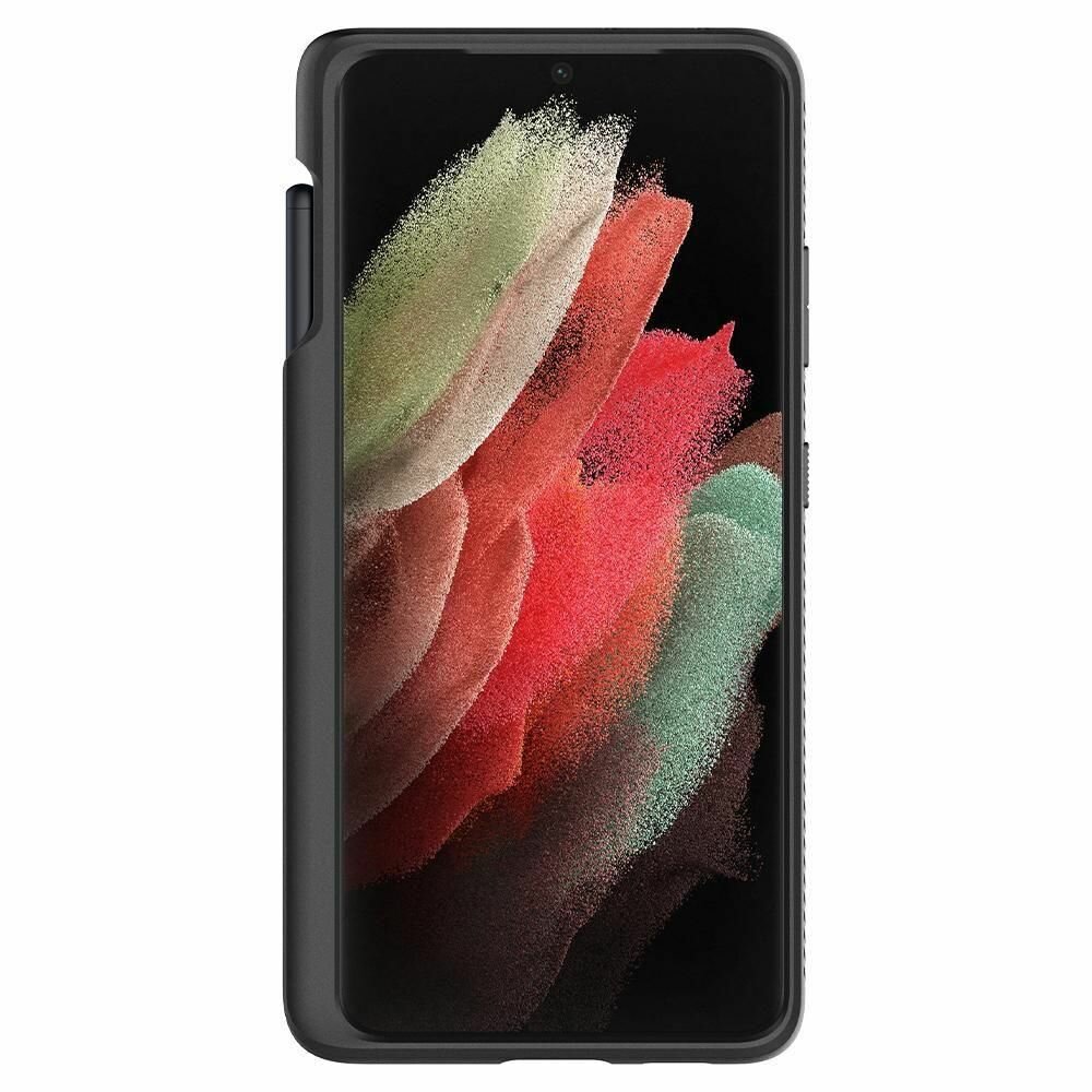 Чехол Spigen на Samsung Galaxy S21 Ultra (ACS02831) Liquid Air Pen Edition / Спиген чехол для Галакси С21 Ультра накладка, противоударный, с защитой камеры, черный — фото 1