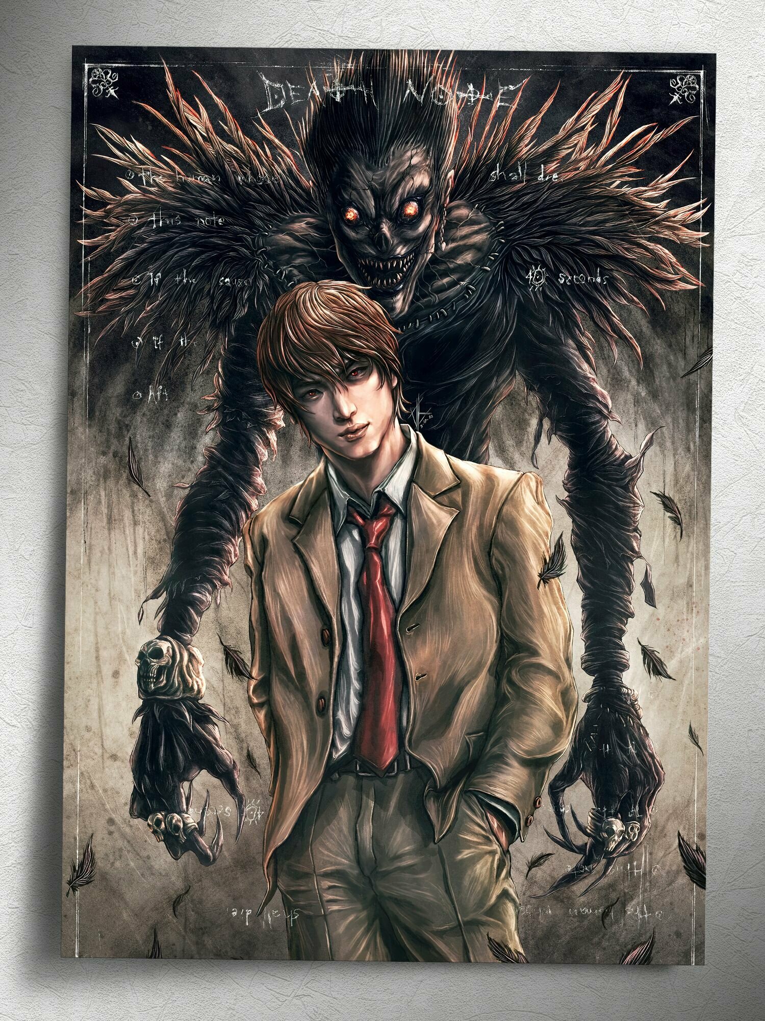 Постер Аниме: Ягами и Рюк(Тетрадь Смерти, Death Note), на А5