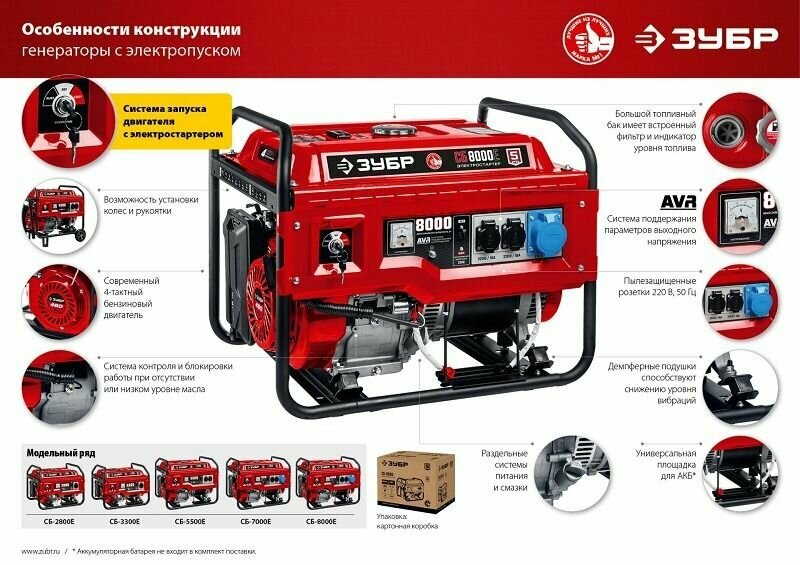 Бензиновый генератор ЗУБР , 220, 3.3кВт - фото №6