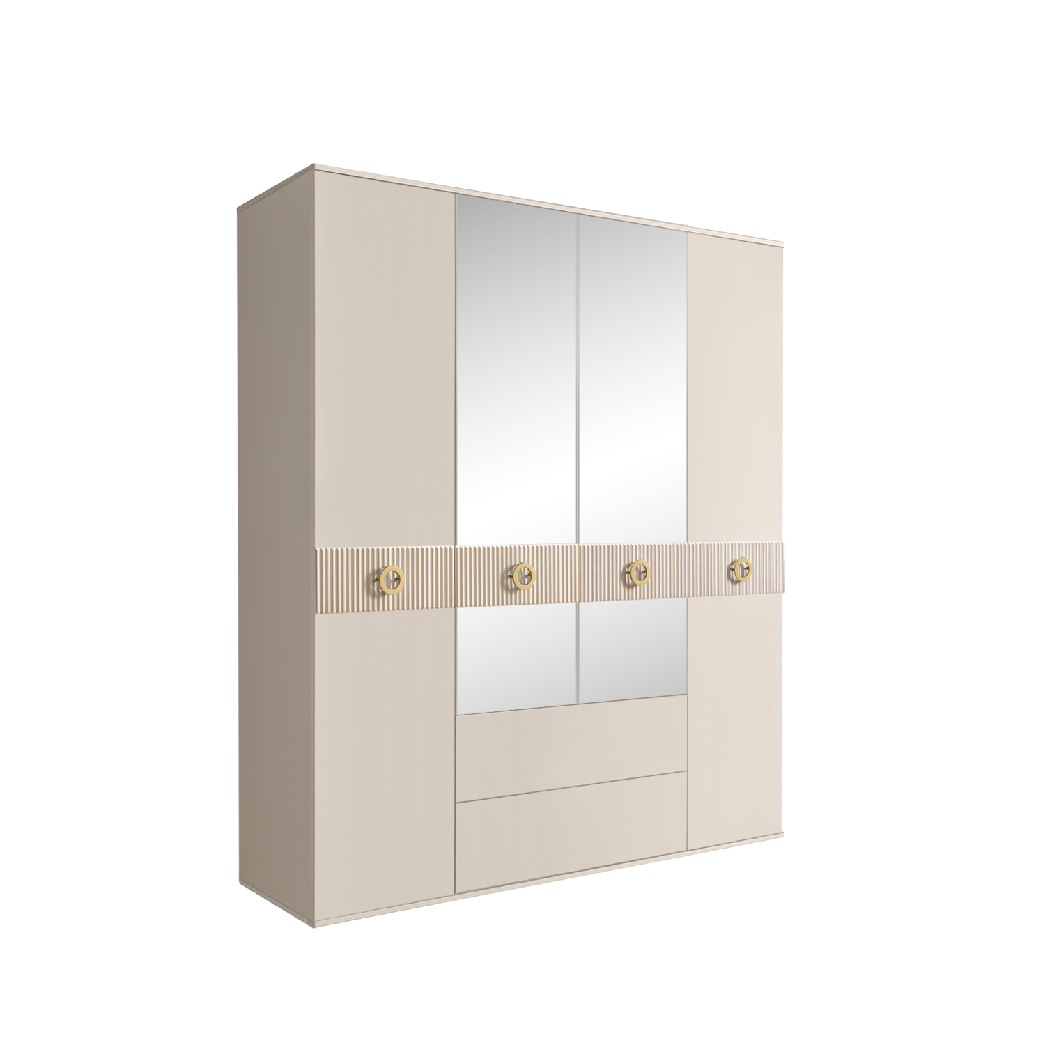 Шкаф 4-х дверный с зеркалами, с выдвижными ящиками, Bogemia-Fillini (Золото) БМШ1/41(Fi)
