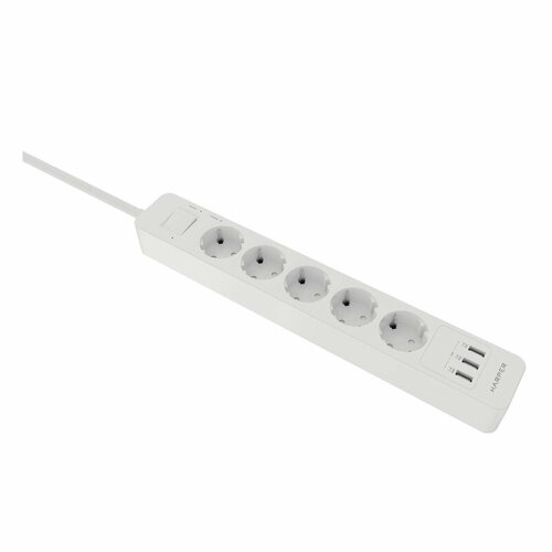 Сетевой фильтр HARPER UCH-560 White 5р/3м/4кВт/3хUSB 2.4A /220-250V 50Hz