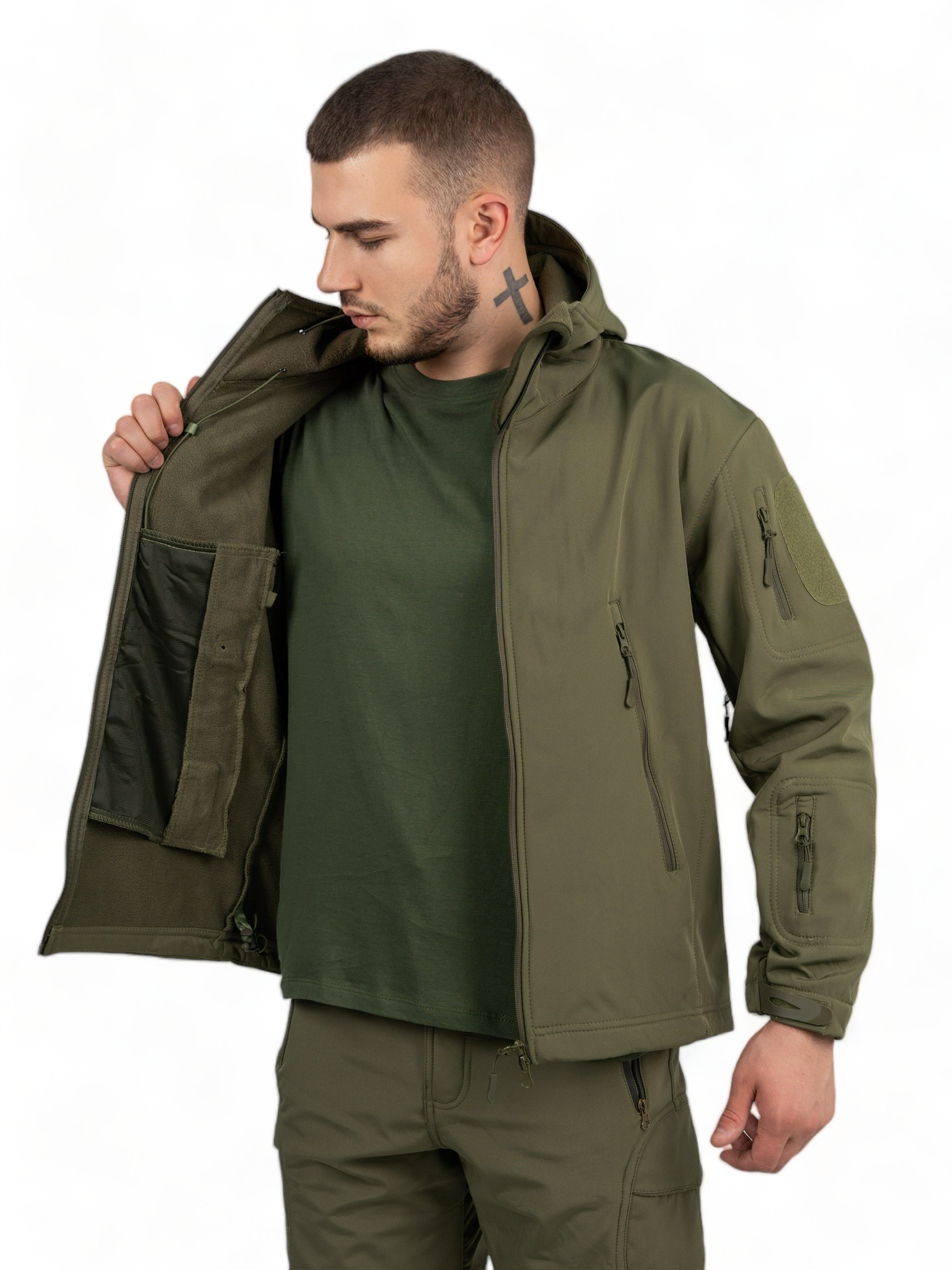 Тактический мужской демисезонный костюм Softshell оливковый XL — фото 1