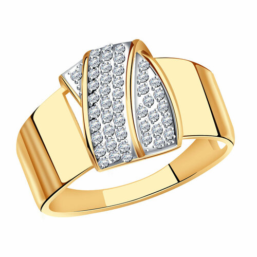 фото Кольцо diamant online, золото, 585 проба, фианит, размер 18.5, прозрачный