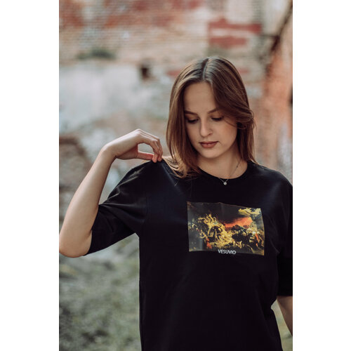 фото Футболка vesuvio футболка vesuvio оверсайз унисекс с принтом картины карл брюллов "последний день помпеи", размер m, черный