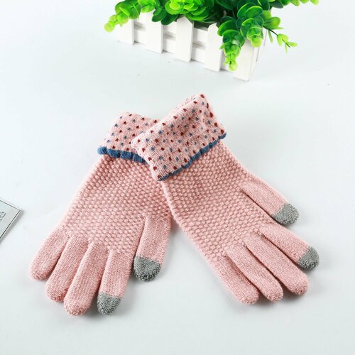 фото Перчатки , размер универсальный, розовый, серый croco gifts
