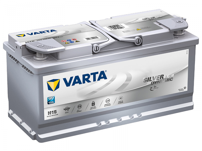 Аккумулятор VARTA H15 Silver Dynamic AGM, 393x175x190, обратная полярность, 105 Ач