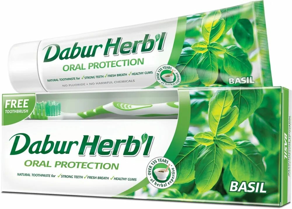 Dabur Herb'l Basil Зубная паста с экстрактом базилика 150 г + зубная щетка