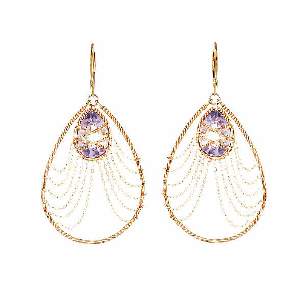 Серьги ELEMENT47, серебро, 925 проба, аметист
