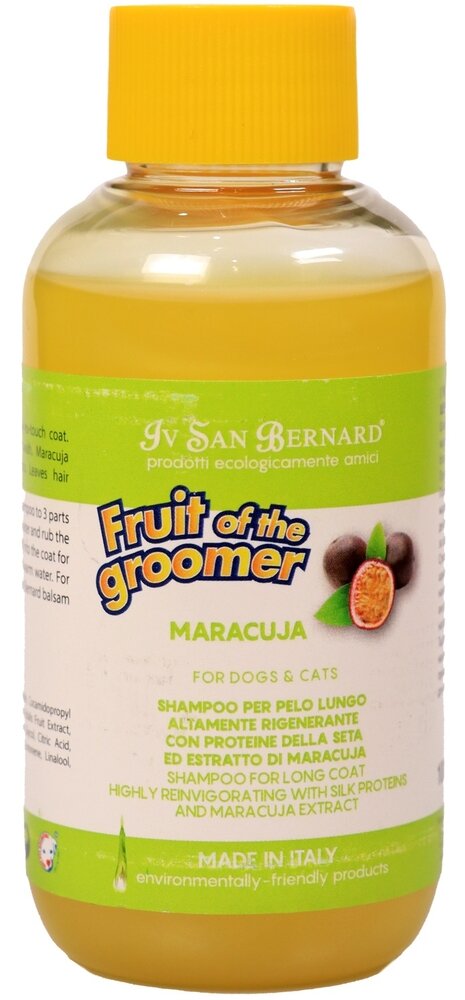 Шампунь ISB Fruit of the Groomer Maracuja для длинной шерсти с протеинами, Ив Сан Бернард 100 мл - фотография № 1