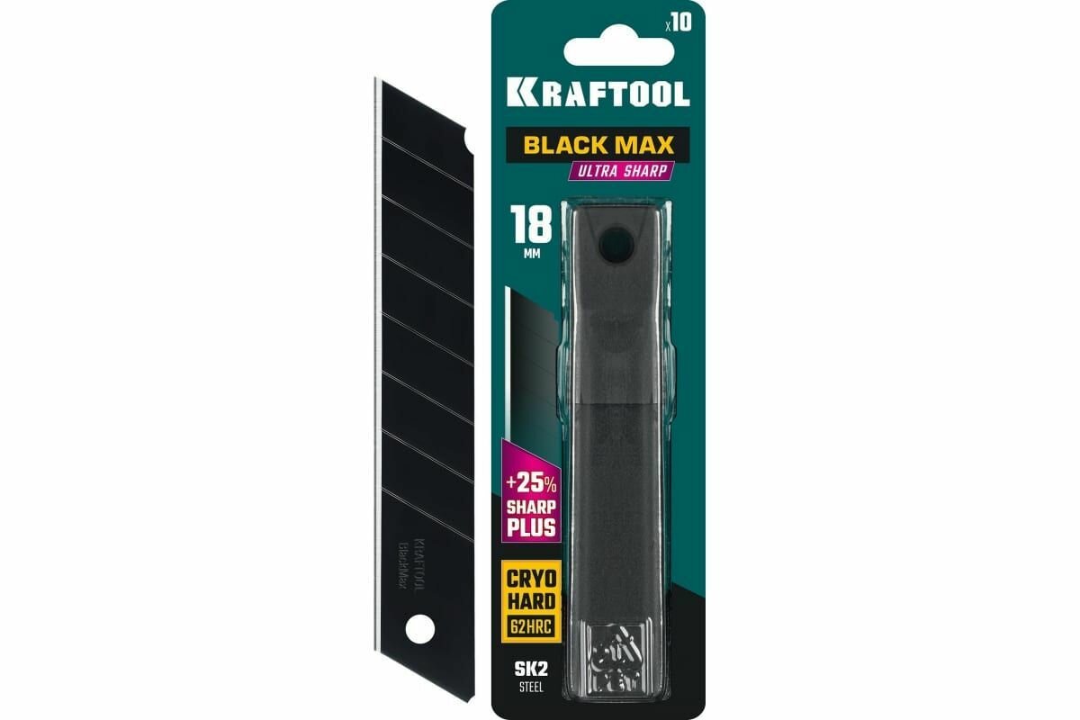 Сегментированные лезвия KRAFTOOL Black max 10 шт, 18 мм, 8 сегментов 09602-18-S10