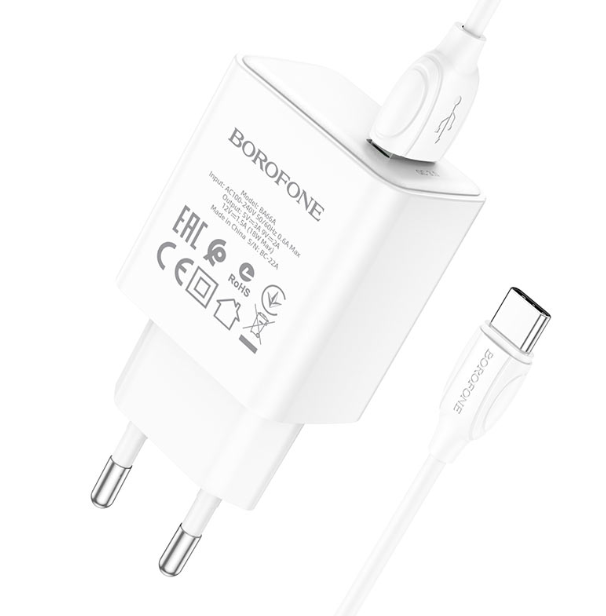 Быстрая зарядка для телефона + кабель Type-C 1м/ адаптер для смартфона, белый — фото 4