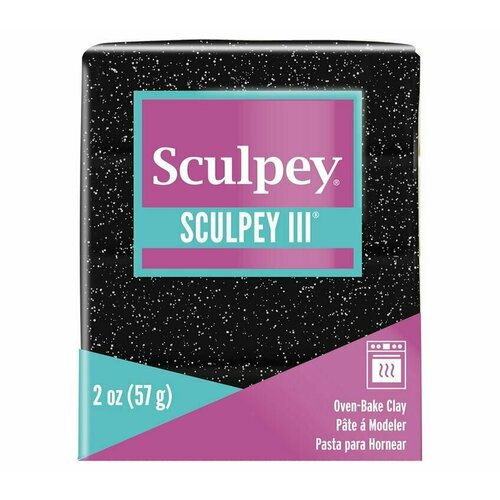 Полимерная глина Sculpey III 541 черный с блестками 57 г