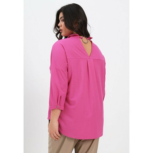 Блуза La Via Estelar, размер 56, розовый блузка женская шифоновая с бантом элегантная модная офисная однотонная рубашка с v образным вырезом пуловер топ 5xl весна осень