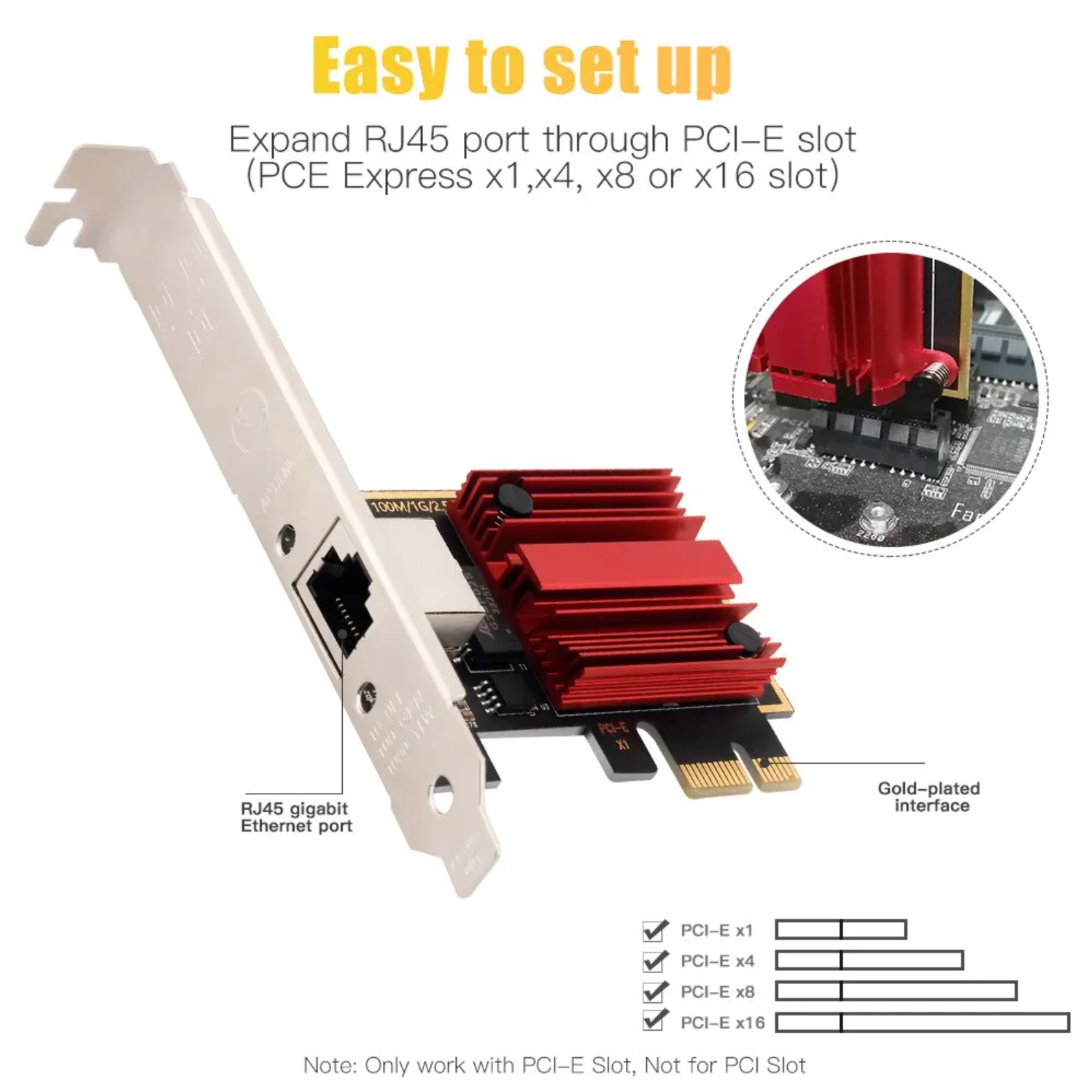 Гигабитная Сетевая карта 2500 Мбит/с - PCI-E (RTL8125B) 1xRJ45 25 Gigabit Ethernet | Fenvi Realtek RTL8125B