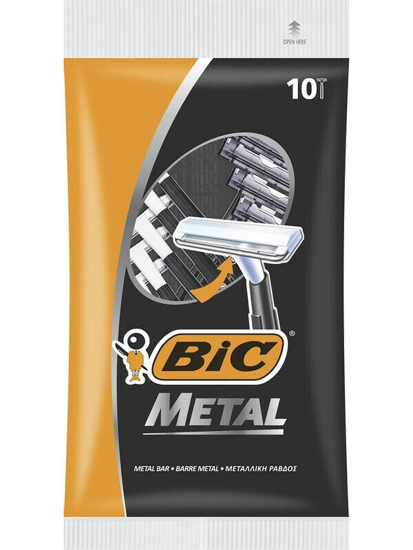 Бритвенный станок BIC Metal одноразовый, упаковка 10 шт