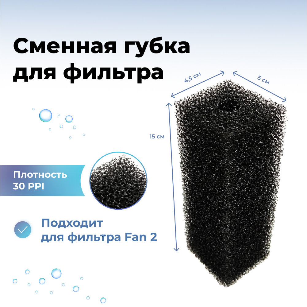фото Губка запасная для фильтра (Fan-Mini) черная, 30х35х70мм (2 штуки)