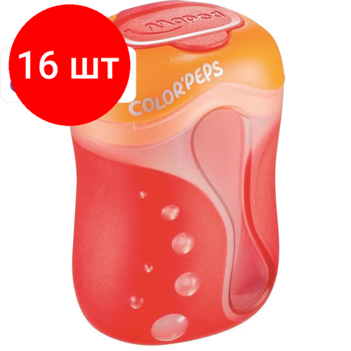 Комплект 16 штук, Точилка Maped COLOR PEP'S COLOUR SPECIAL 2отв, конт, д. цв. каранд, ассорт,43111