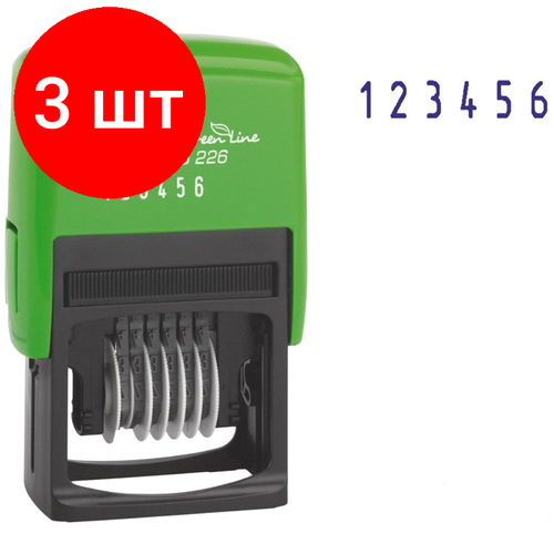 нумератор colop printer s226 green line 6 разрядов Комплект 3 штук, Нумератор 6-и раз. высота шрифта 4мм S226 ЭКО Green Line Colop